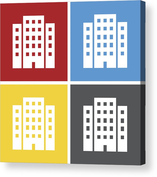 666x750 Office Building Icon On Square Buttons Acrylic Print