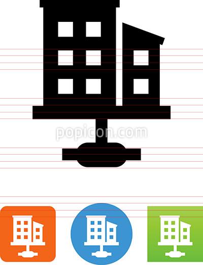400x521 Office Buildings Connected To Network Icon