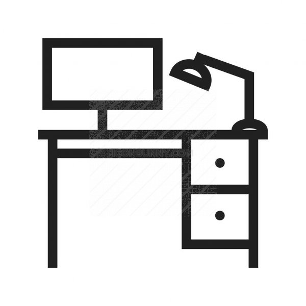 600x600 Office Desk Line Icon