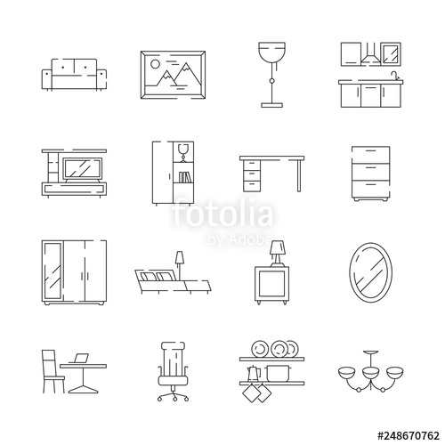 500x500 Furniture Icon Desk Office And Home Chair Table Bed Workplace