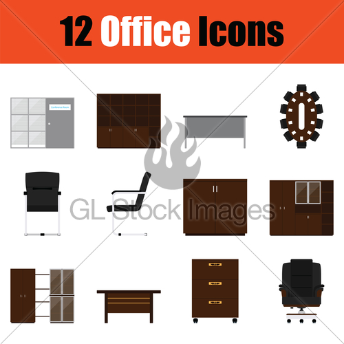 500x500 Office Furniture Icon Set Gl Stock Images