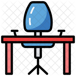 256x256 Office Desk Icon Of Colored Outline Style