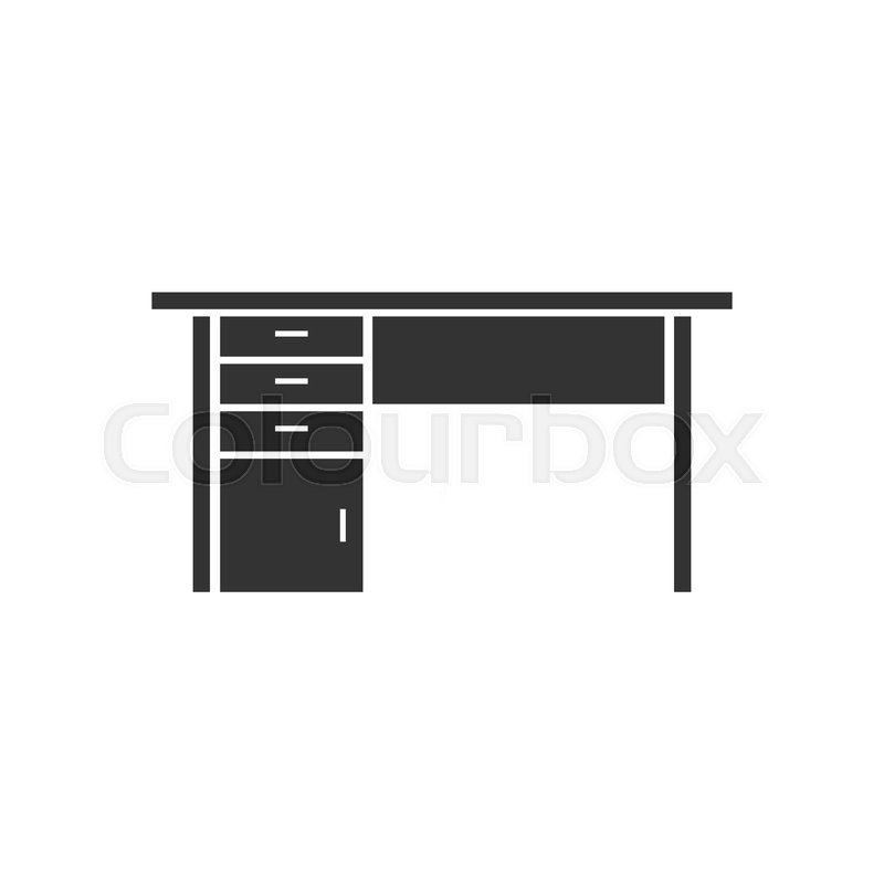 800x800 Office Desk Black Icon Flat On White Stock Vector Colourbox
