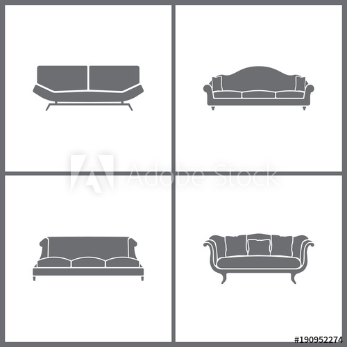 500x500 Vector Illustration Set Office Furniture Icons Elements