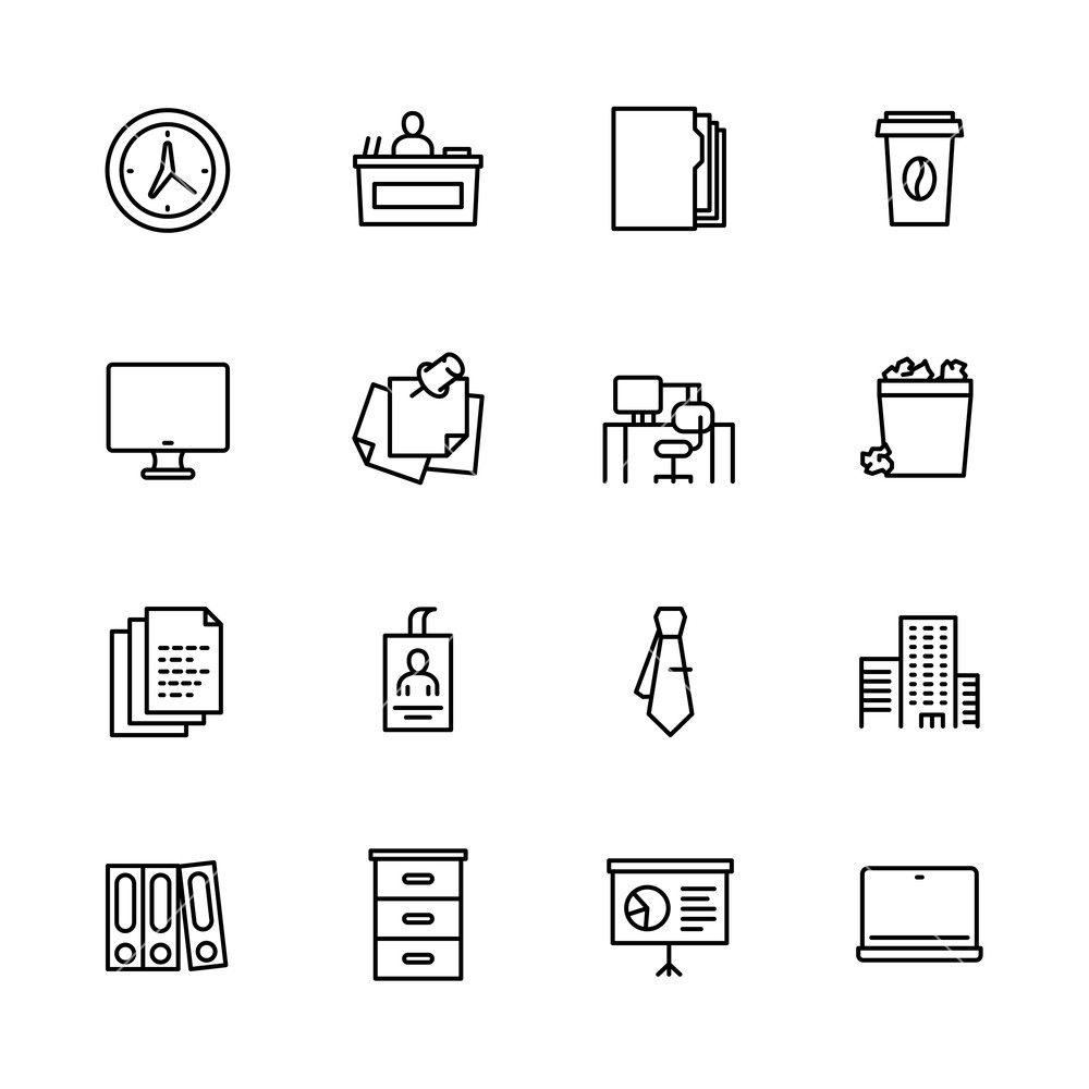 1000x1000 Simple Set Symbols Business Office And Work Place Contains Such