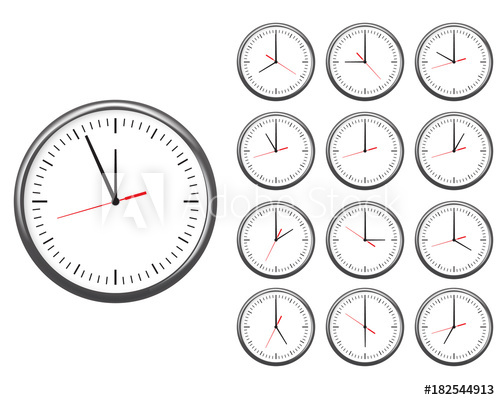 500x400 Wall Office Clock Icon Set Showing Every Hours