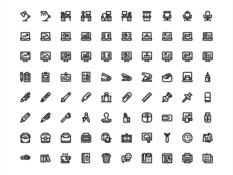 800x600 Office Icons Sketch Freebie