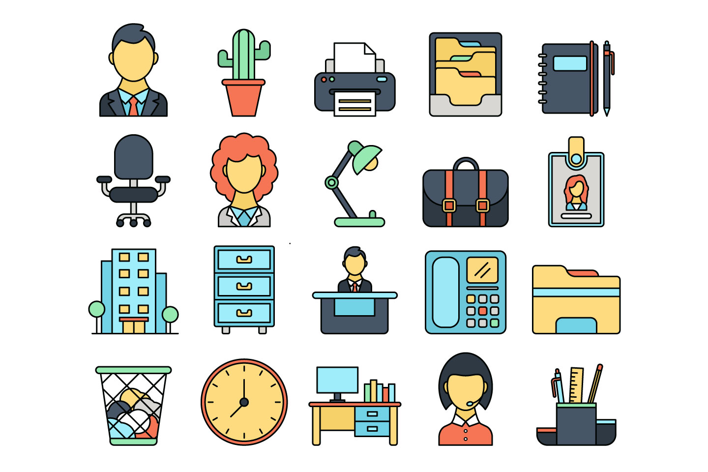 1440x960 Office Vector Free Icon Set
