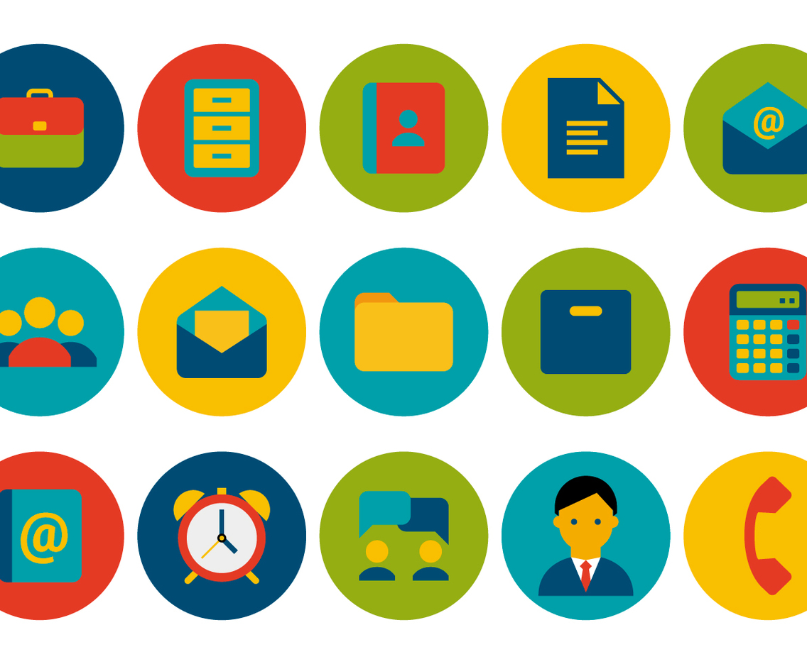 1136x936 Trendy Office Icon Set Vector Art Graphics