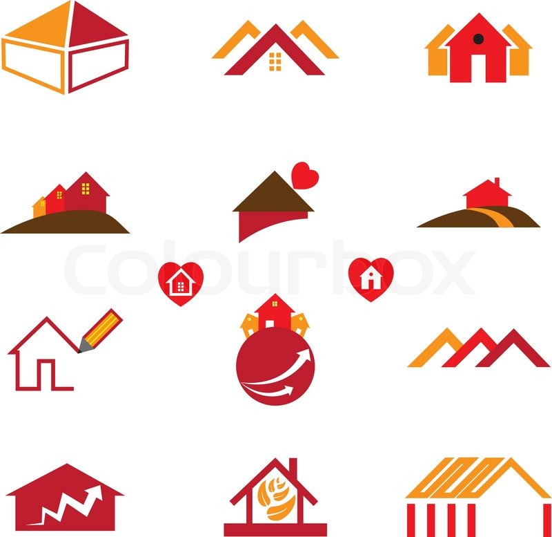 800x777 House Office Logo Icons For Real Stock Vector Colourbox