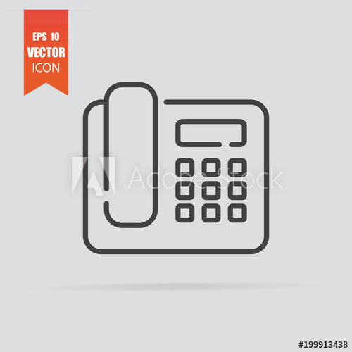 500x500 Office Phone Icon In Flat Style Isolated On Grey Background