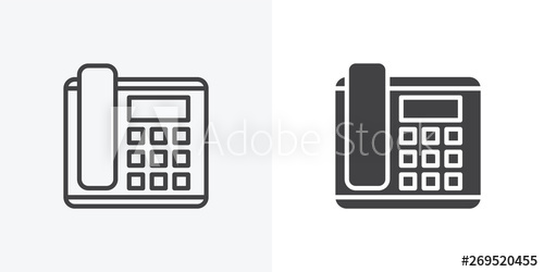 500x250 Office Phone Icon Line And Glyph Version, Office Telephone