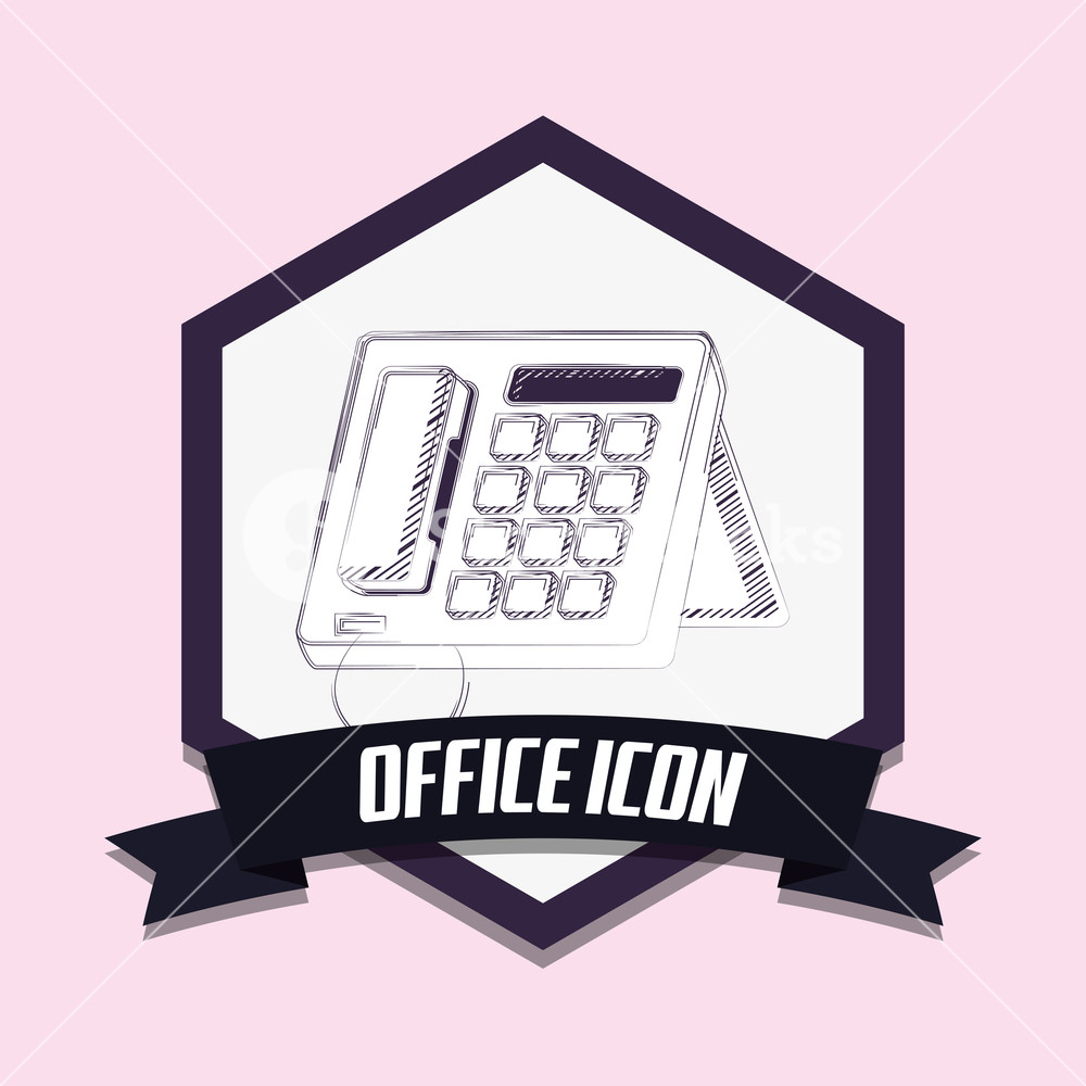 1000x1000 Office Icons Emblem With Office Phone Icon Over Pink Background