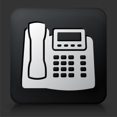 235x235 Black Square Button With Office Phone Icon Vector Art Illustration