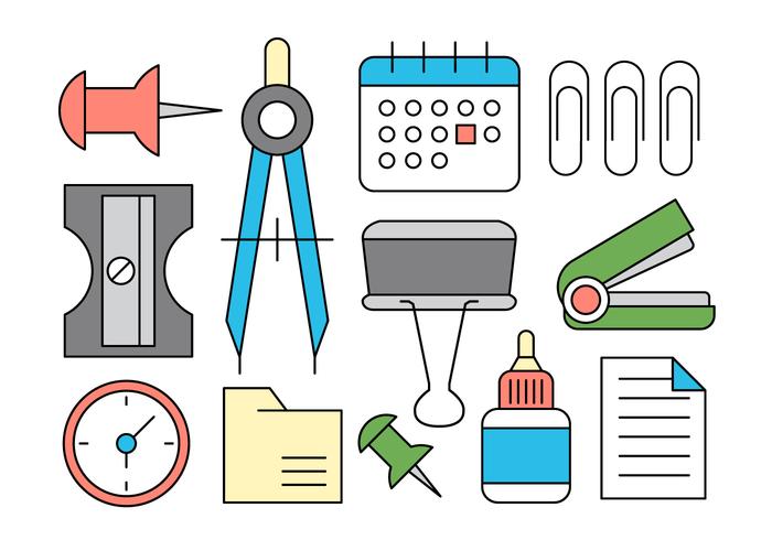 700x490 Office Supplies Vector Icons