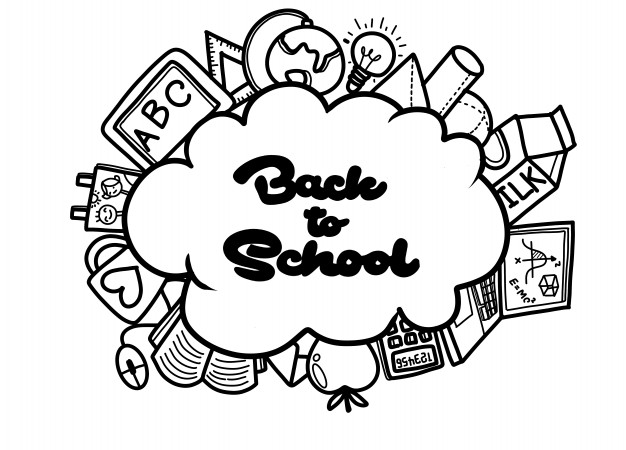 626x450 Back To School With Texture From Line Art Icons Of Education, Art