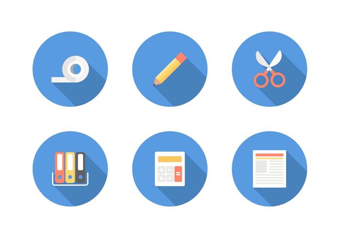 700x490 Free Flat Office Supply Vector Icons