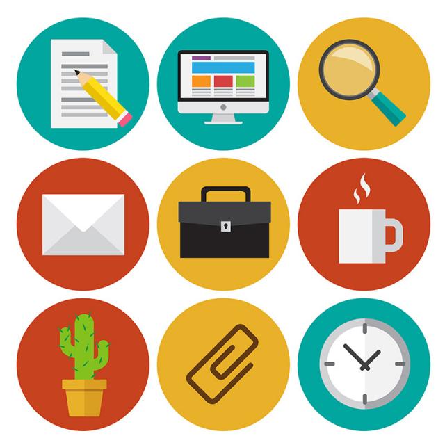 640x640 Office Work Icons Set Flat Design Illustrations Abstract