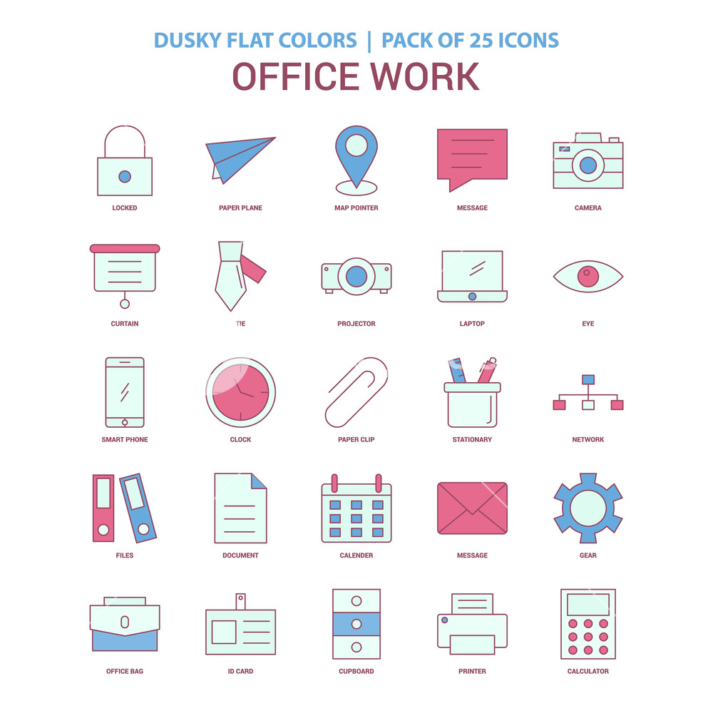 1000x1000 Office Work Icon Dusky Flat Color