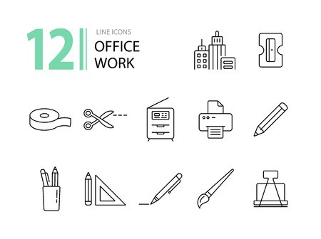 450x336 Office Work Icon Set Line Icons Collection On White Background