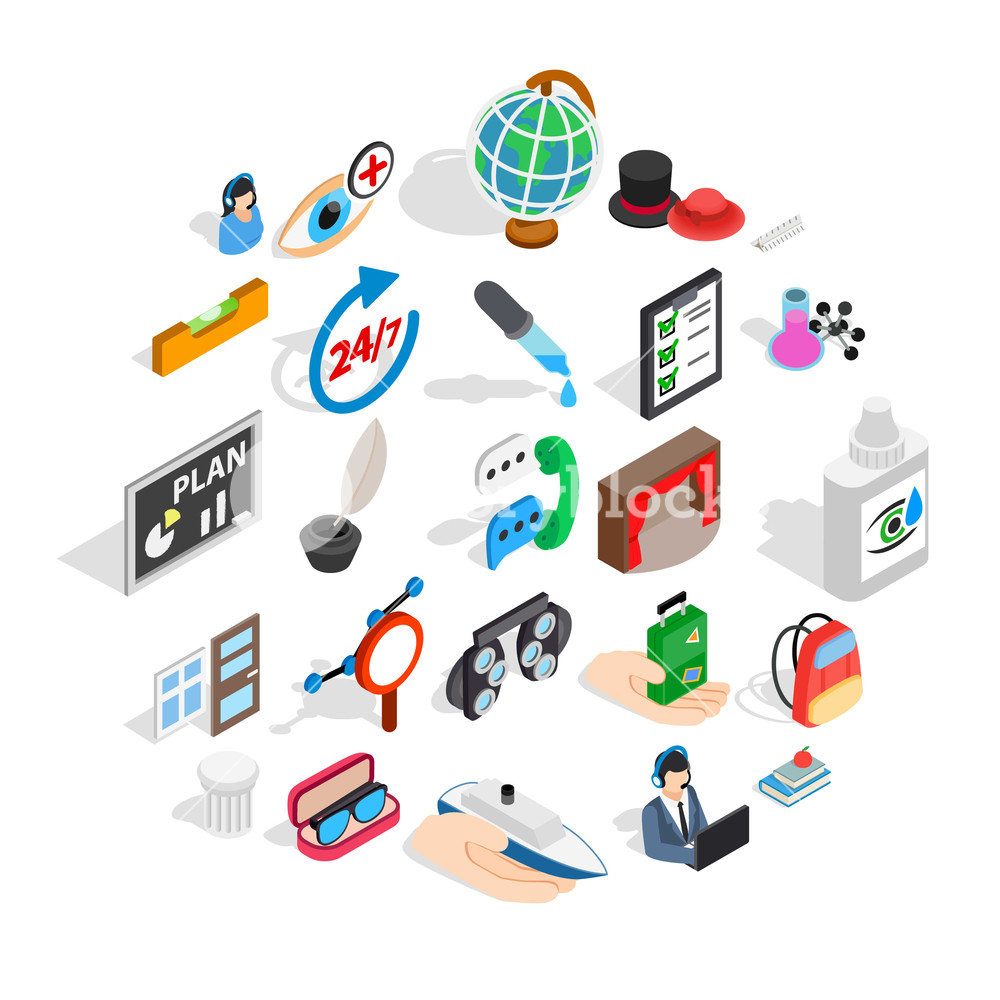 1000x1000 Office Work Icons Set Isometric Set Of Office Work Vector