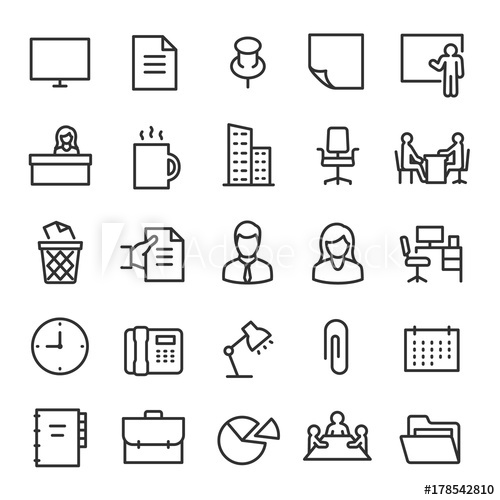 500x500 Office, Icon Set Collection Of Icons On The Theme Of Work