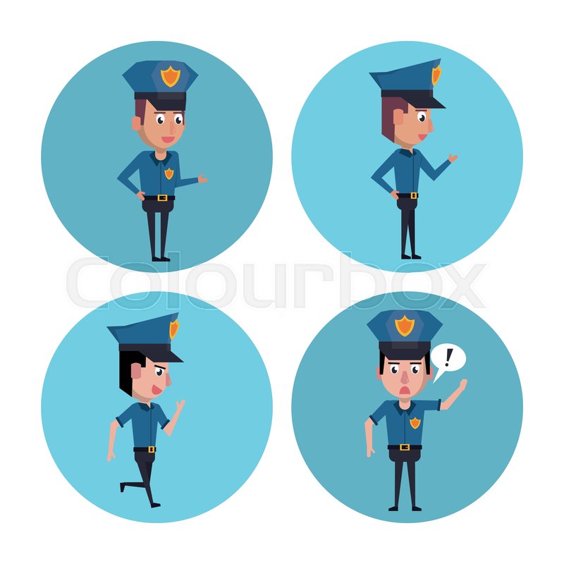 800x800 Police Officer Icons Cartoon Icon Stock Vector Colourbox