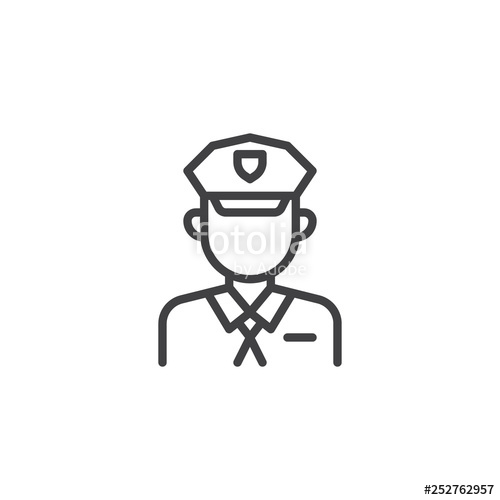 500x500 Policeman Avatar Line Icon Linear Style Sign For Mobile Concept
