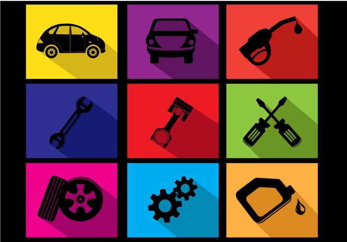700x490 Flat Car Oil Change Icon Vectors