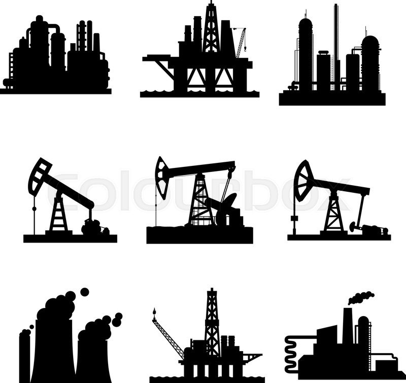800x755 Oil Derricks And Gas Extraction Pump Stock Vector Colourbox