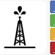 180x180 Oil Drill Icon Flat Graphic Design Metal Print