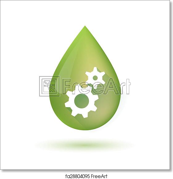 561x581 Free Art Print Of Olive Oil Drop Icon With Two Gears Illustration