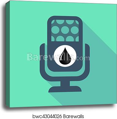 382x390 Long Shadow Microphone With An Oil Drop Icon, Canvas Print