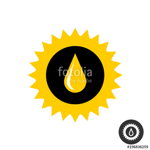 500x500 Sunflower Silhouette With Oil Drop Icon Stock Image And Royalty