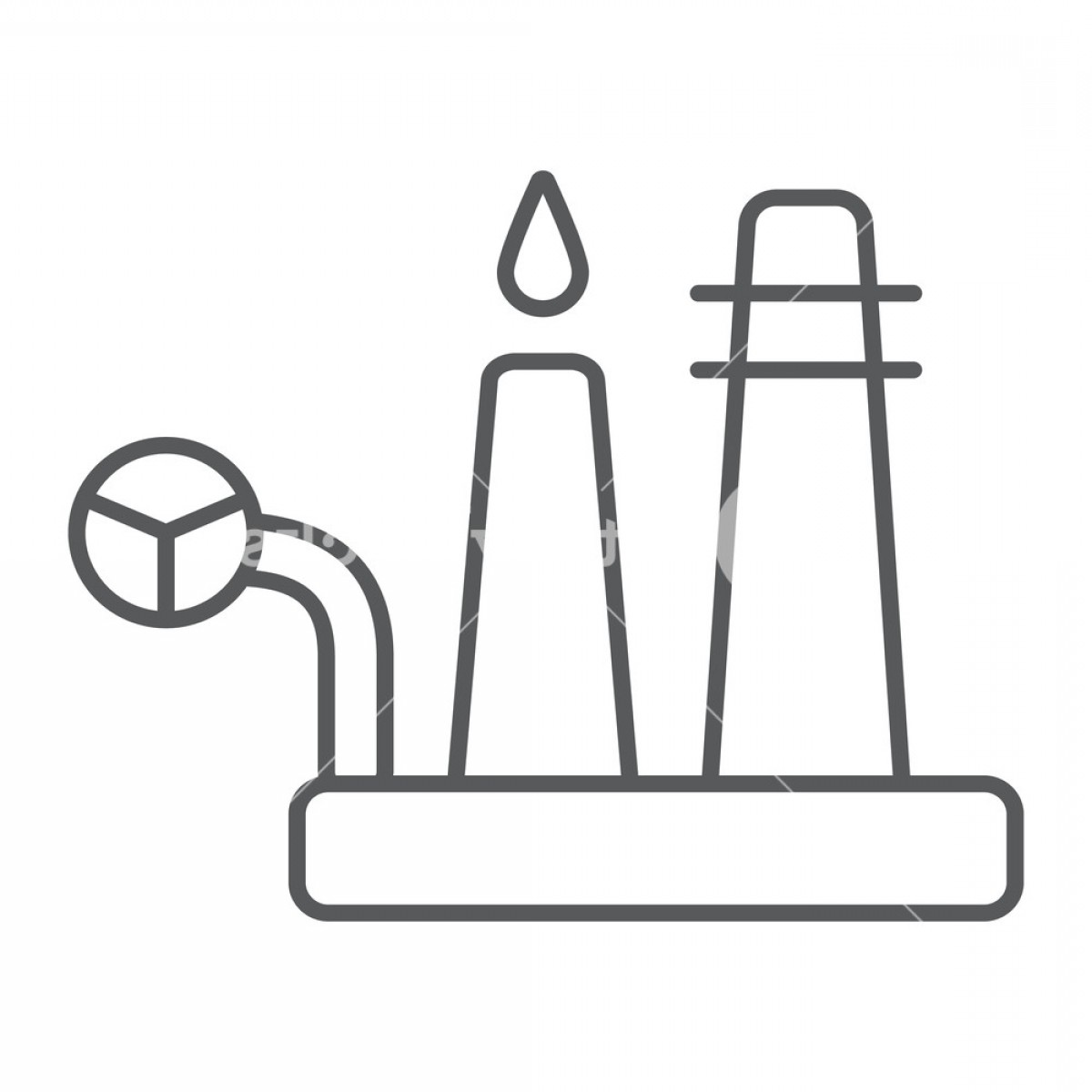1200x1200 Oil Refinery Thin Line Icon Industrial And Plant Factory Sign