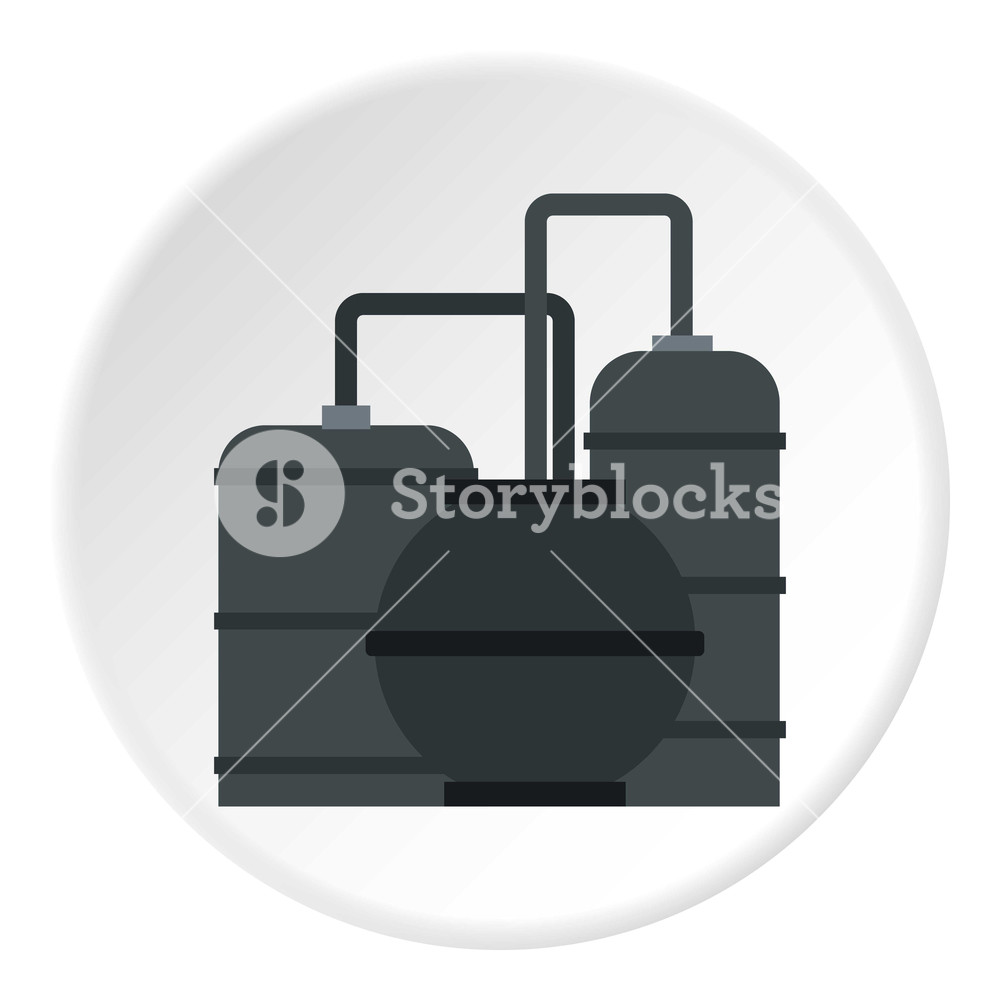 1000x1000 Oil Refinery Icon In Flat Circle Isolated Vector Illustration