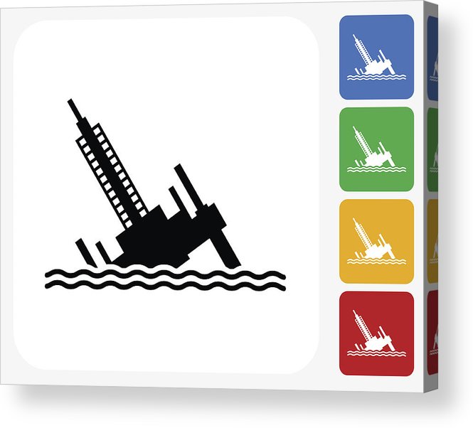 665x602 Collapsed Oil Rig Icon Flat Graphic Design Acrylic Print