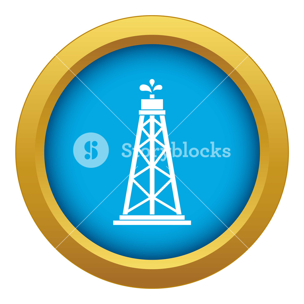 1000x1000 Oil Rig Icon Blue Vector Isolated On White Background For Any