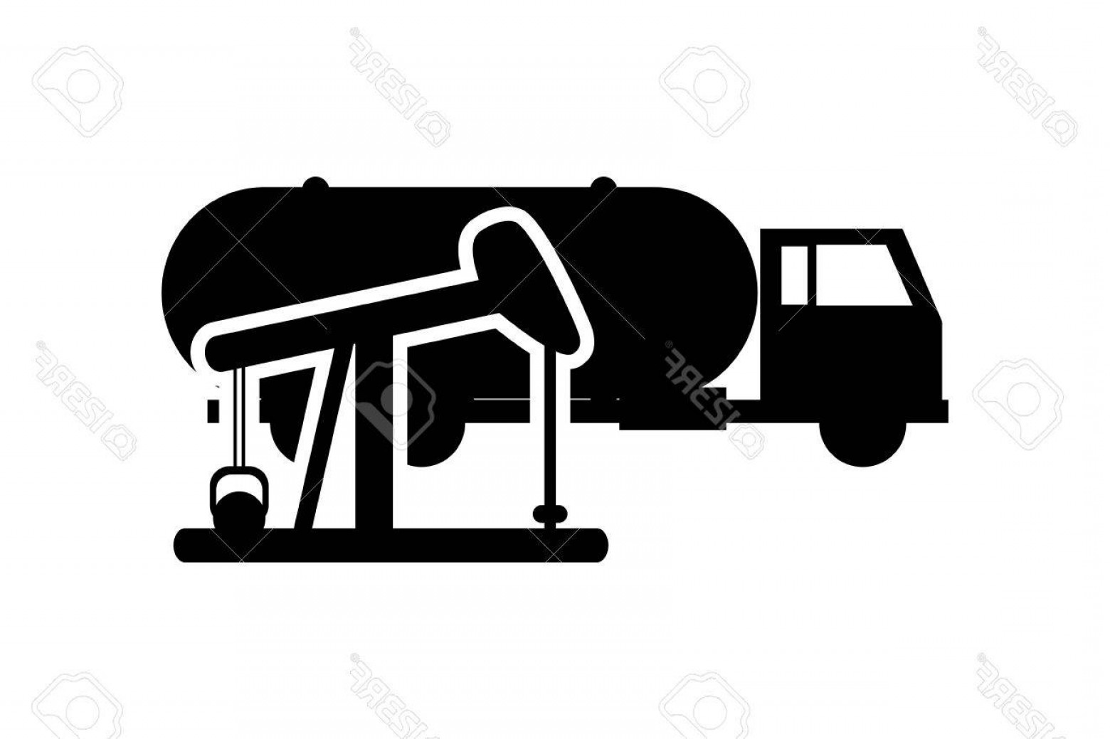 1560x1039 Photostock Vector Flat Design Cistern Truck And Oil Rig Icon