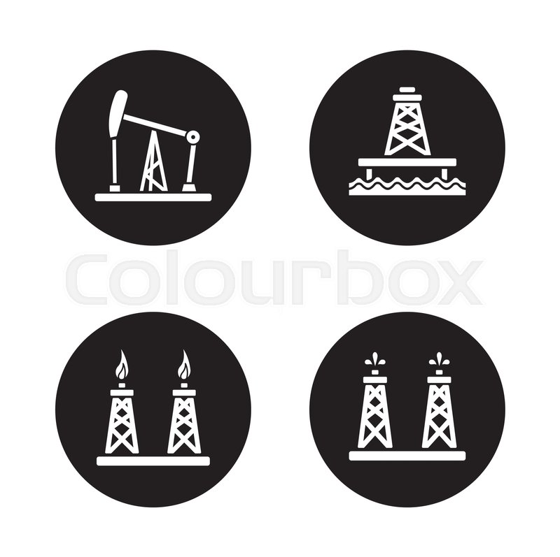 800x797 Oil Industry Black Icons Set Gas And Stock Vector Colourbox