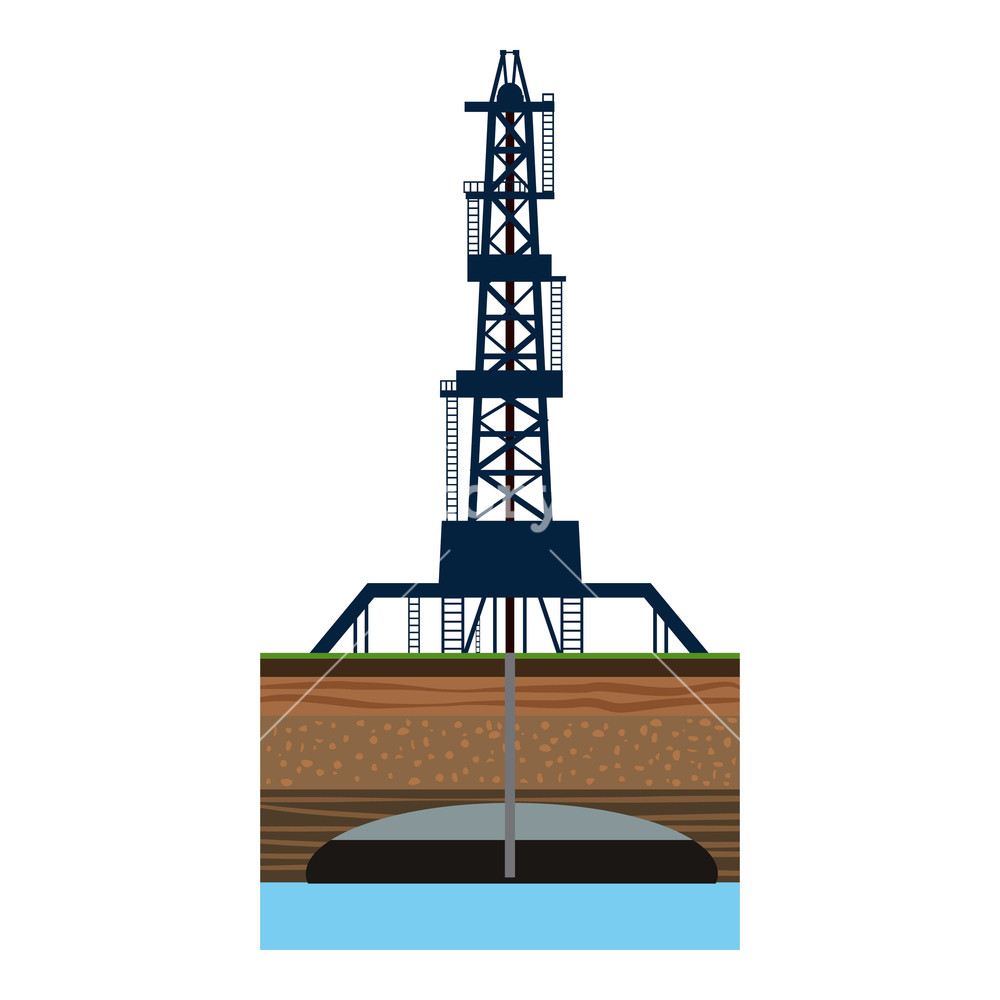 1000x1000 Drilling Of Oil Well In Sea Icon Cartoon Illustration Of Drilling