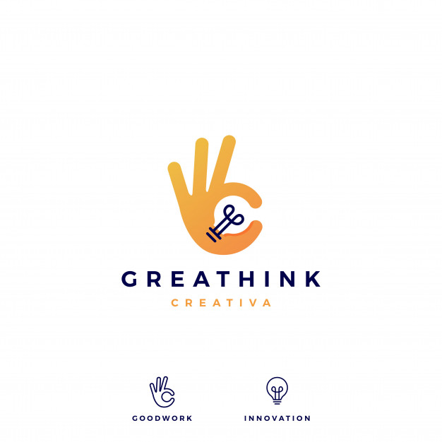626x626 Ok Hand Gesture Bulb Idea Logo Vector Icon Illustration Vector