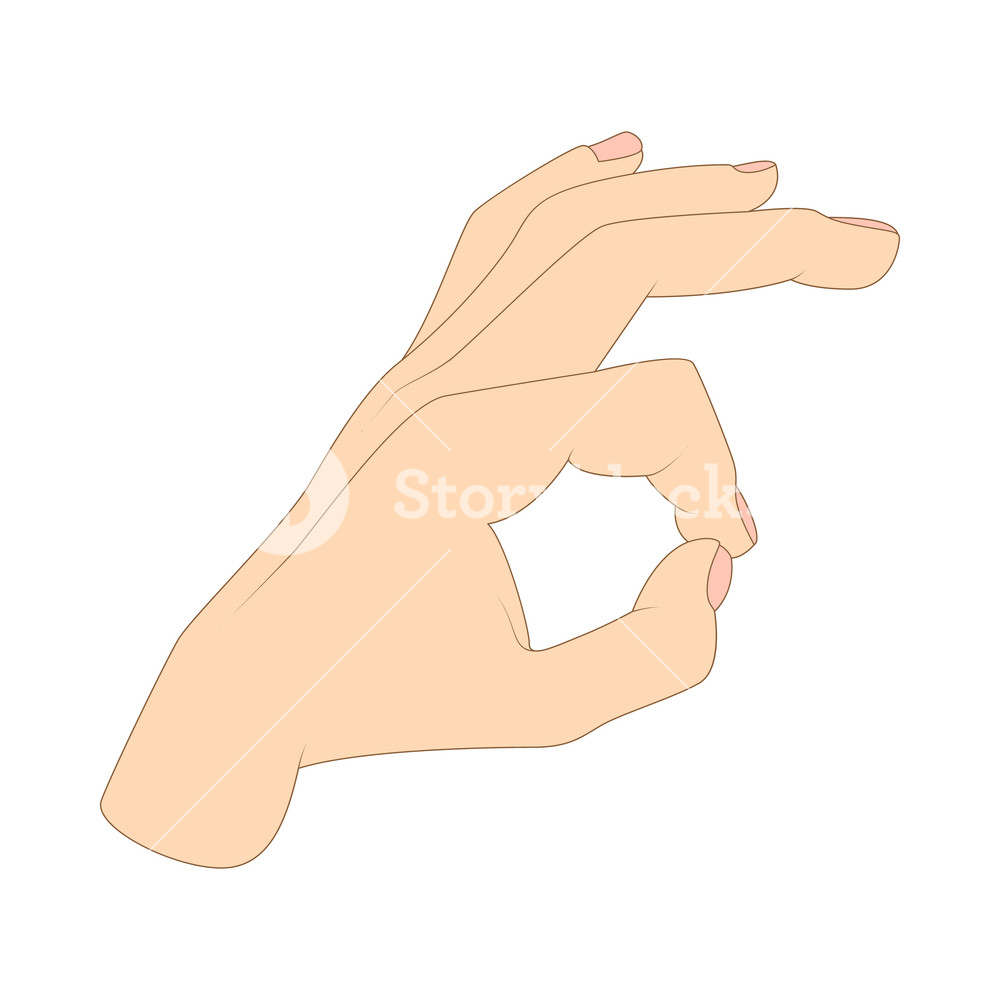 1000x1000 Ok Hand Symbol Icon In Cartoon Style Isolated On White Background