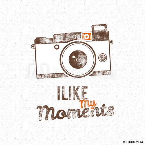 500x500 Retro Poster With Old Camera Icon And Vector Text