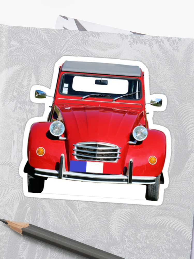 750x1000 Red Cv, French Car, Old Car, Automobile Icon Sticker