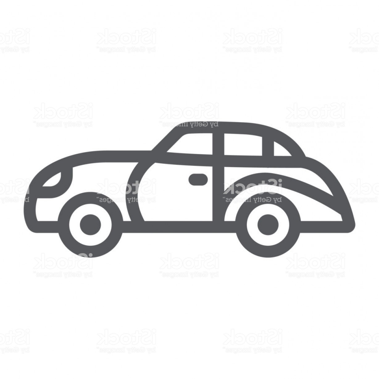 1228x1228 Retro Car Line Icon Vintage And Automobile Old Car Sign Vector