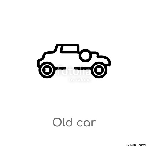 500x500 Outline Old Car Vector Icon Isolated Black Simple Line Element