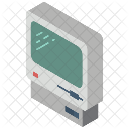 256x256 Old Computer Icon Of Isometric Style