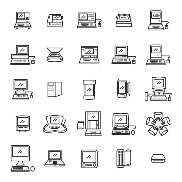 626x626 Set Of Old Computer Icon Vector Premium Download