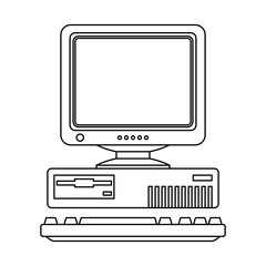 240x240 Vector Retro Computer Icon With Keyboard And Crt Monitor Icon Old